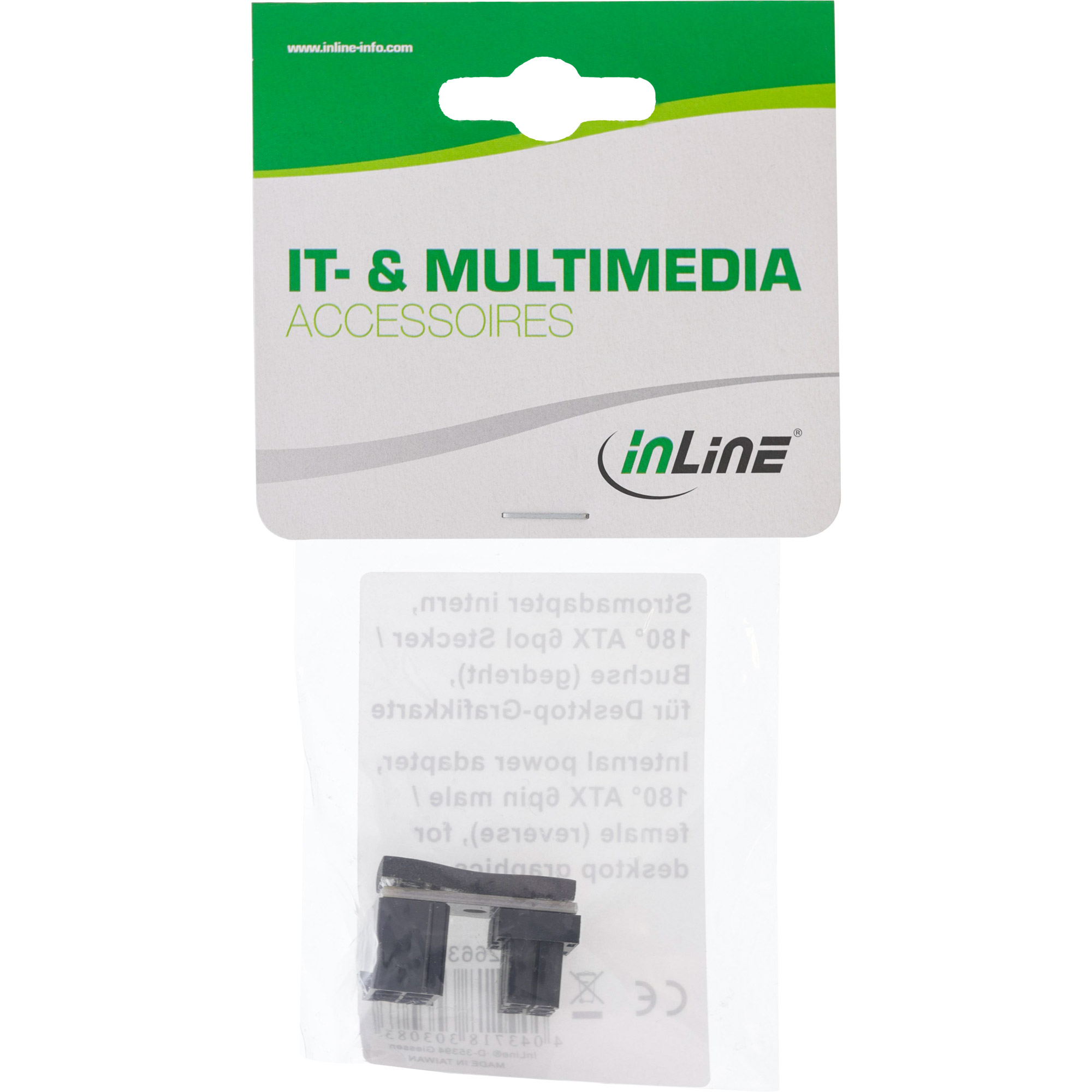 Inline® Stromadapter intern, 180° ATX 6pol Stecker / Buchse (gedreht)