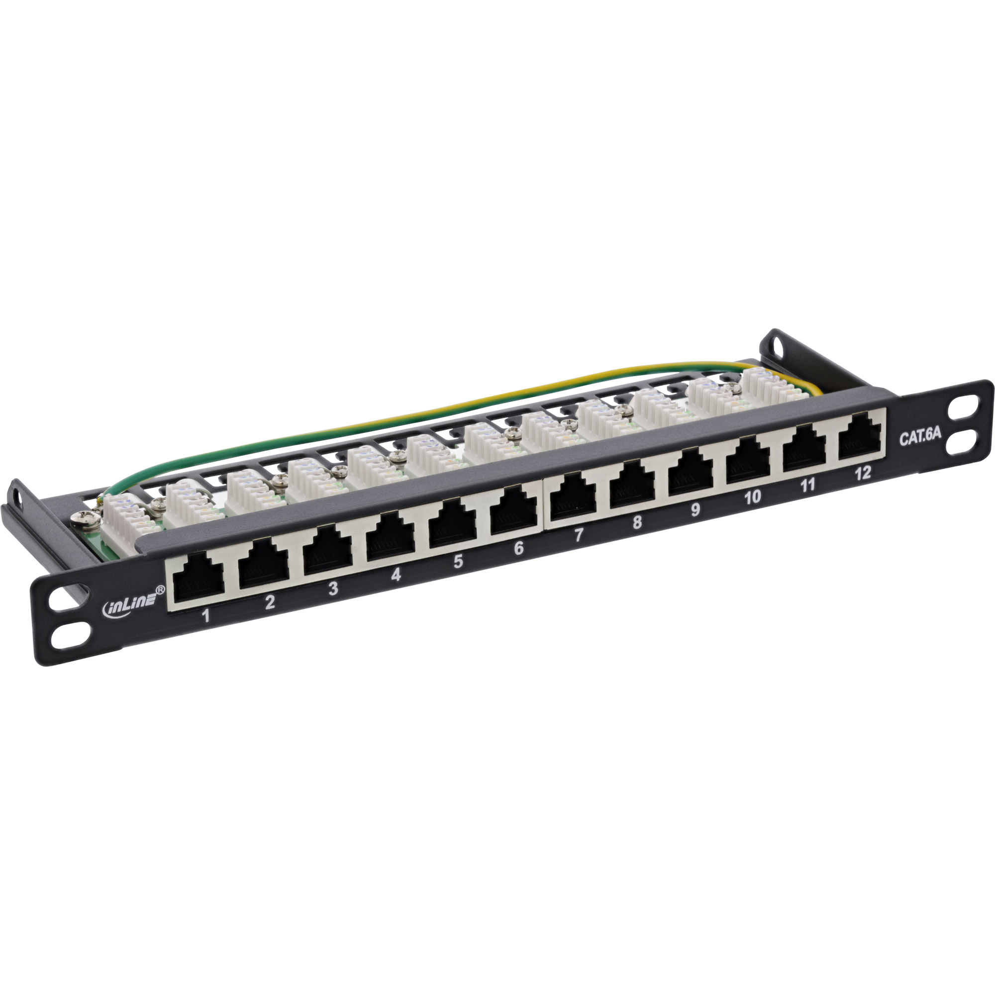 Inline® Patchfeld Cat.6A 12-fach 10" 0,5HE schwarz, RAL9005