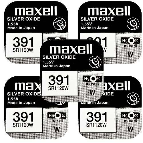5x Maxell SR1120W SR55 391 Silberoxid Batterie 1,55 V