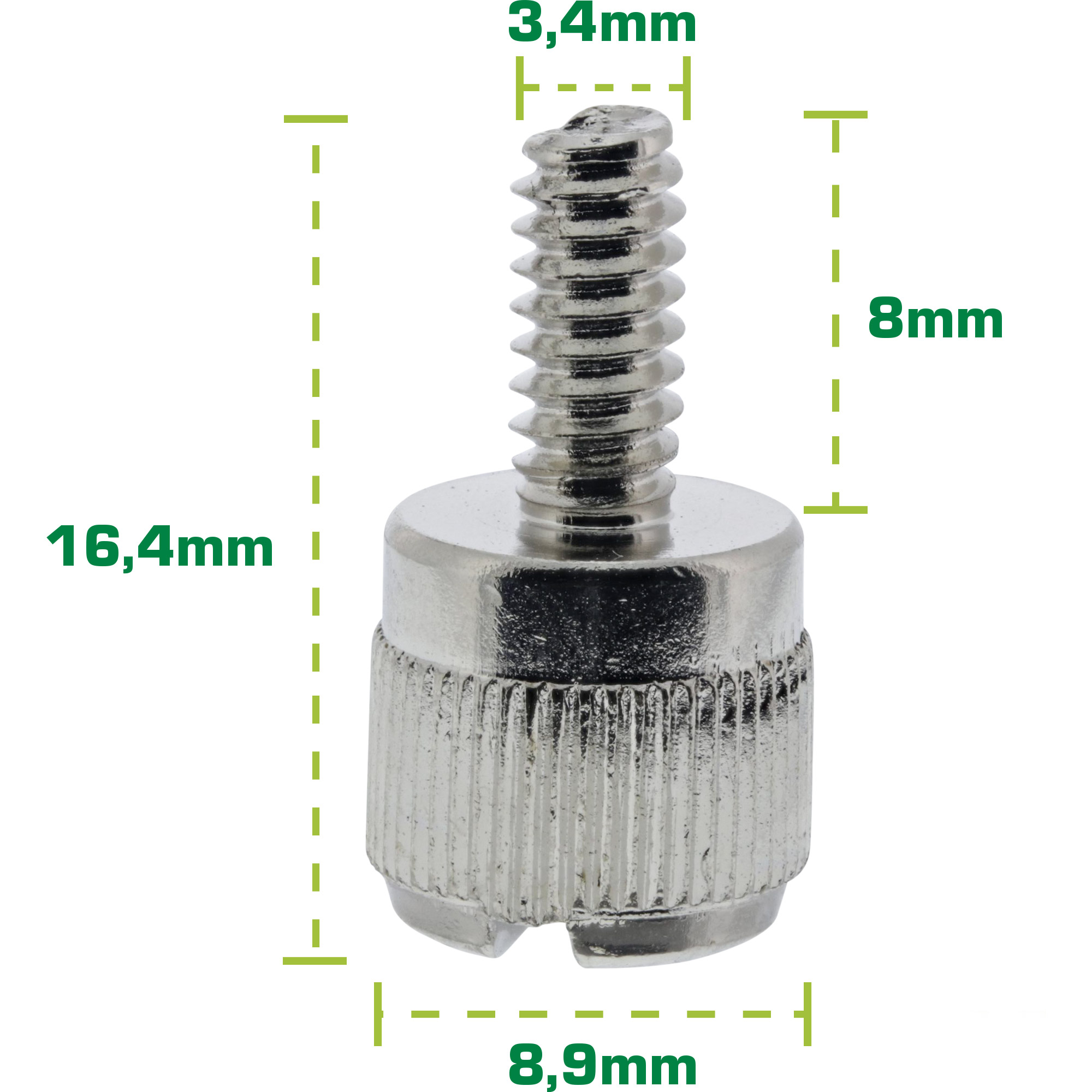 6x Inline® Rändelschrauben, silber, für Gehäuse
