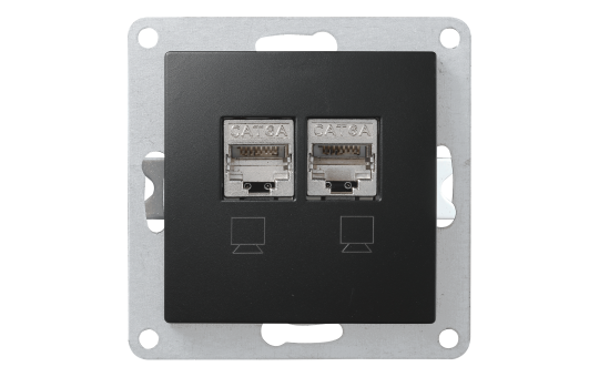 Netzwerk-Dose McPower ''Flair'' CAT6A, UP, matt schwarz, vollgeschirmt Netzwerk-Dose McPower ''Flair'' CAT6A, UP, matt schwarz, vollgeschirmt