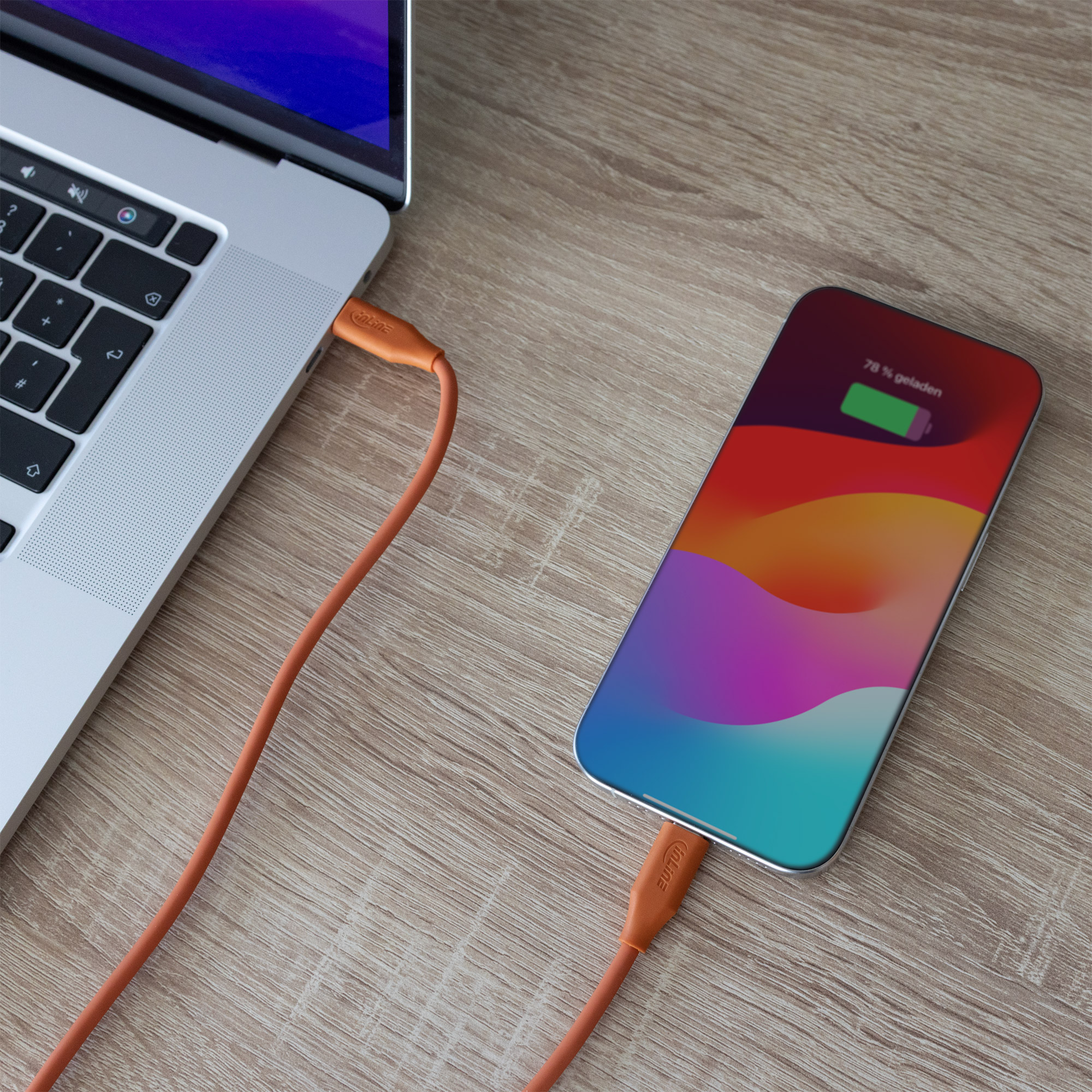 InLine® "Colour your Charge" USB-C Schnellladekabel 100W Orange 0,5m