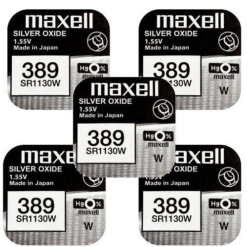 5x Maxell SR1130W SR54 389 Silberoxid Batterie 1,55V