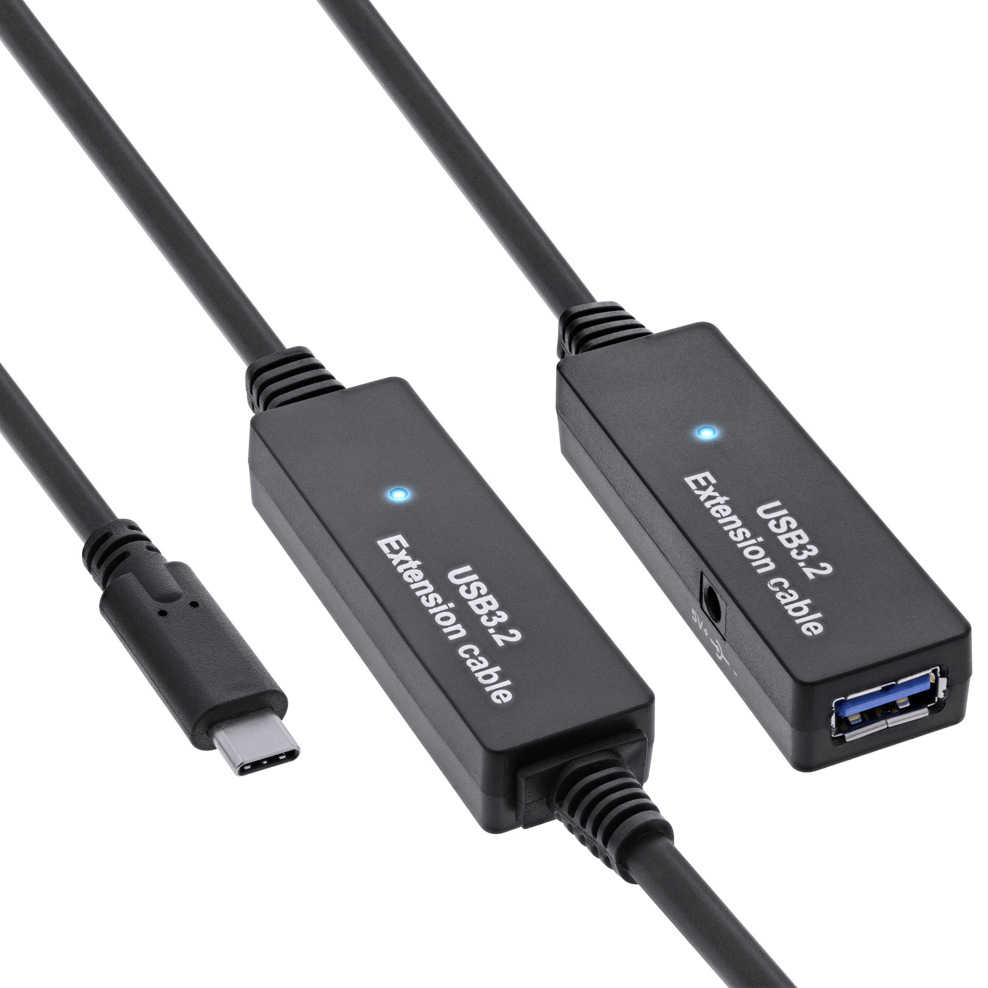 Inline® USB 3.2 Gen.1 Aktiv-VerLängerung, USB-C Stecker an USB-A Buchse, 15m
