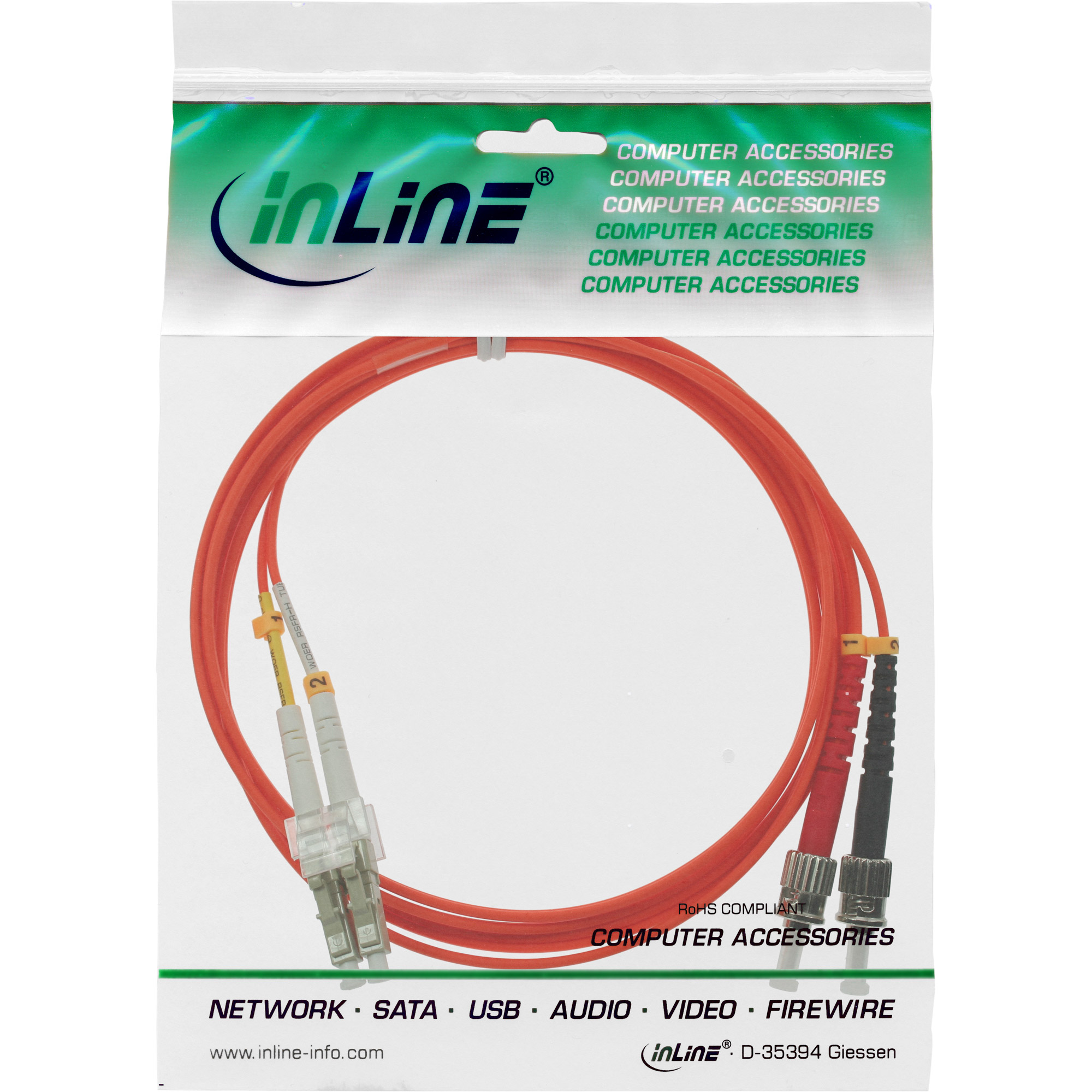 2m - Inline® LWL Duplex Kabel, LC/ST, 50/125µm, OM2