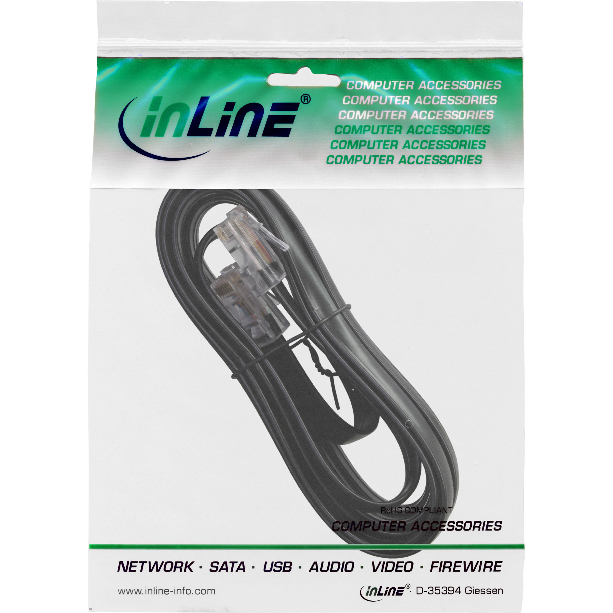 Inline® ISDN Anschlusskabel, RJ45 Stecker/Stecker (8P8C), 20m