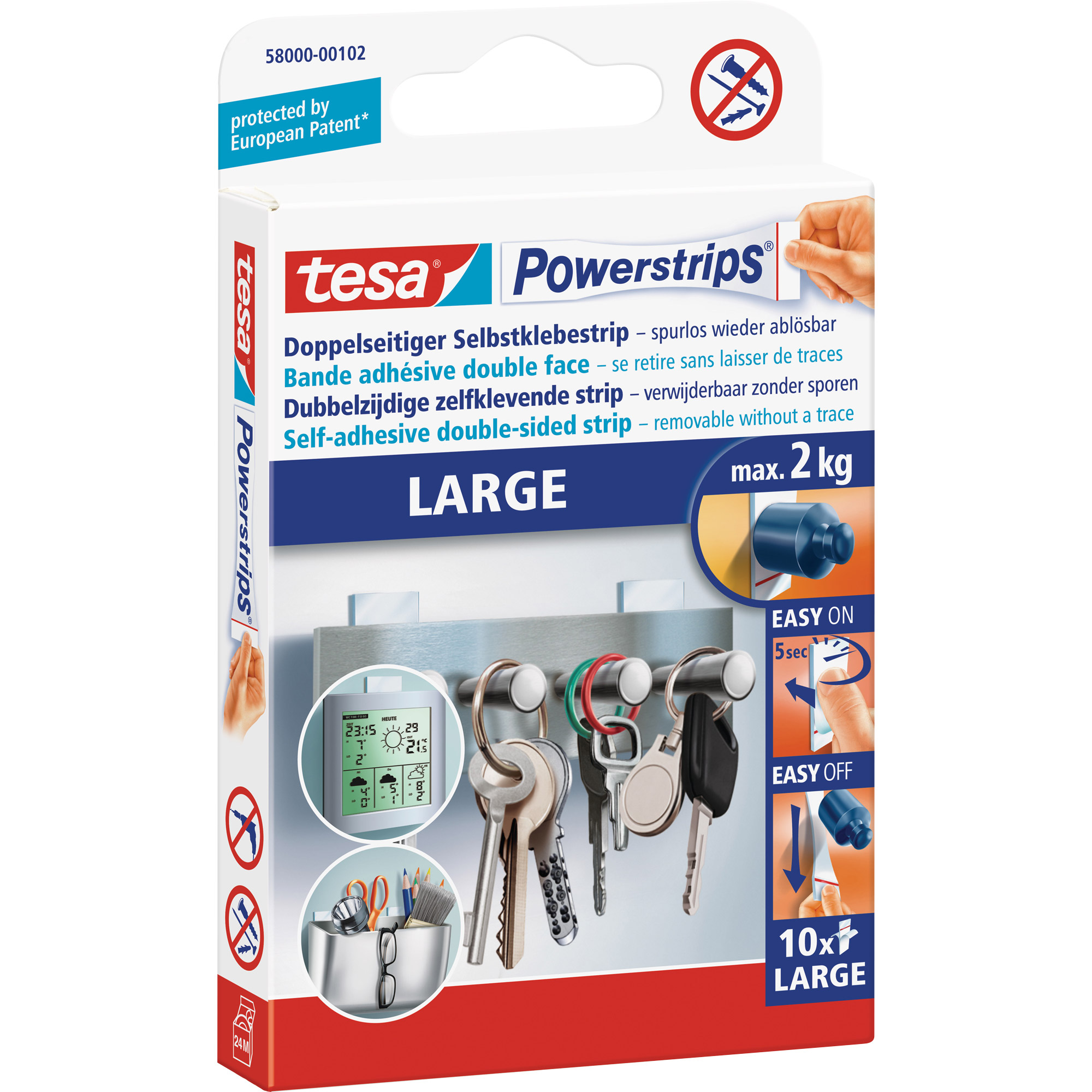 tesa Powerstrips large, 10er-Pack, für Objekte bis zu zwei Kilogramm Gewicht tesa Powerstrips large, 10er-Pack, für Objekte bis zu zwei Kilogramm Gewicht