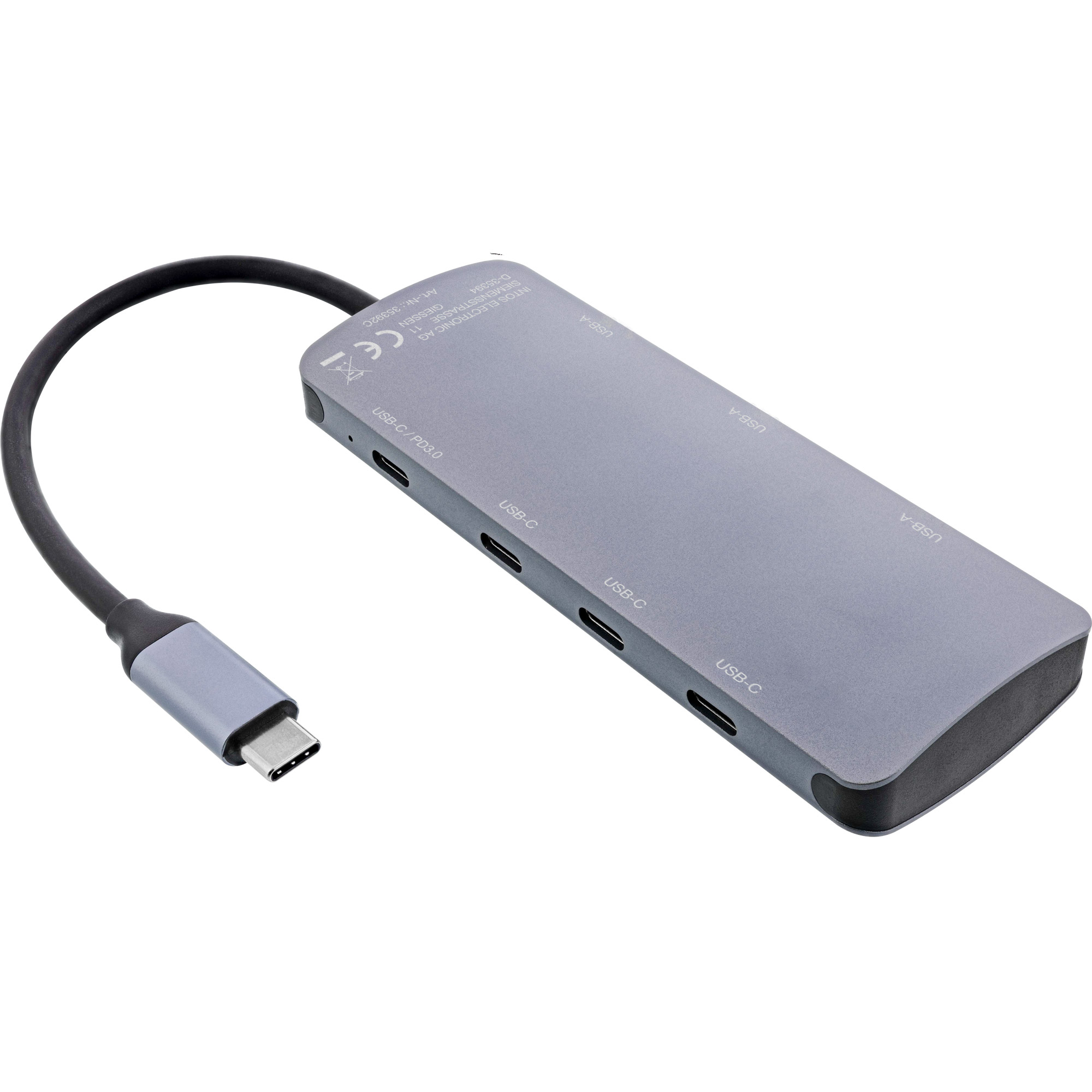 Inline® USB 3.2 Gen.2 Hub, 4x USB-C + 3x USB-A, PD 100W, Aluminium, grau Inline® USB 3.2 Gen.2 Hub, 4x USB-C + 3x USB-A, PD 100W, Aluminium, grau