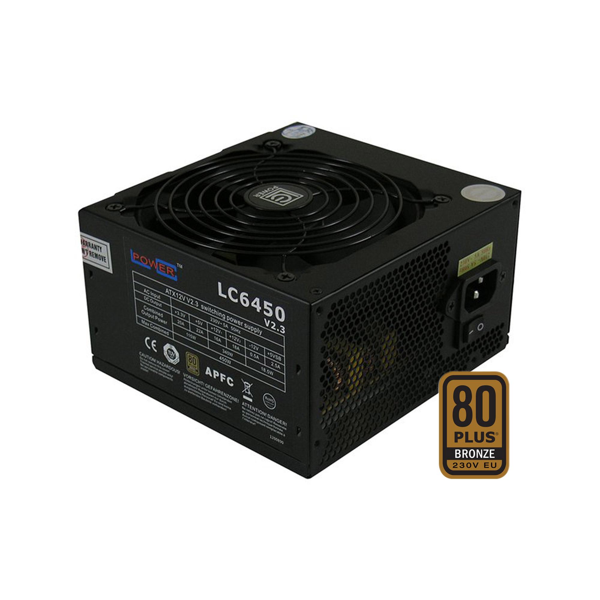 LC-Power LC6450 V2.3, ATX-Netzteil Super Silent Serie, 450W, 80 PLUS BRONZE