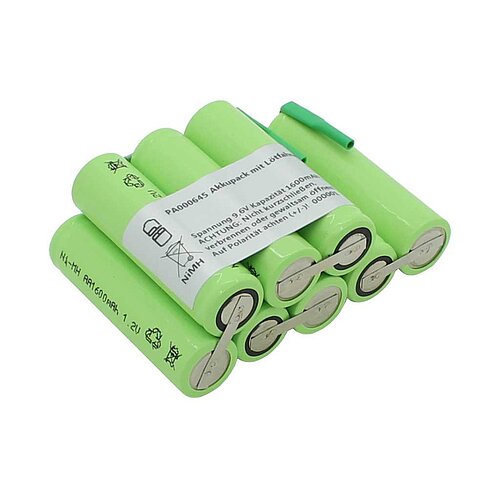 Akkupack NiMH 9,6V 1600mAh mit Lötfahnen zum Selbsteinbau passend für Beyerdynamic Mikrofon MCW-D 521 Akkupack NiMH 9,6V 1600mAh mit Lötfahnen zum Selbsteinbau passend für Beyerdynamic Mikrofon MCW-D 521