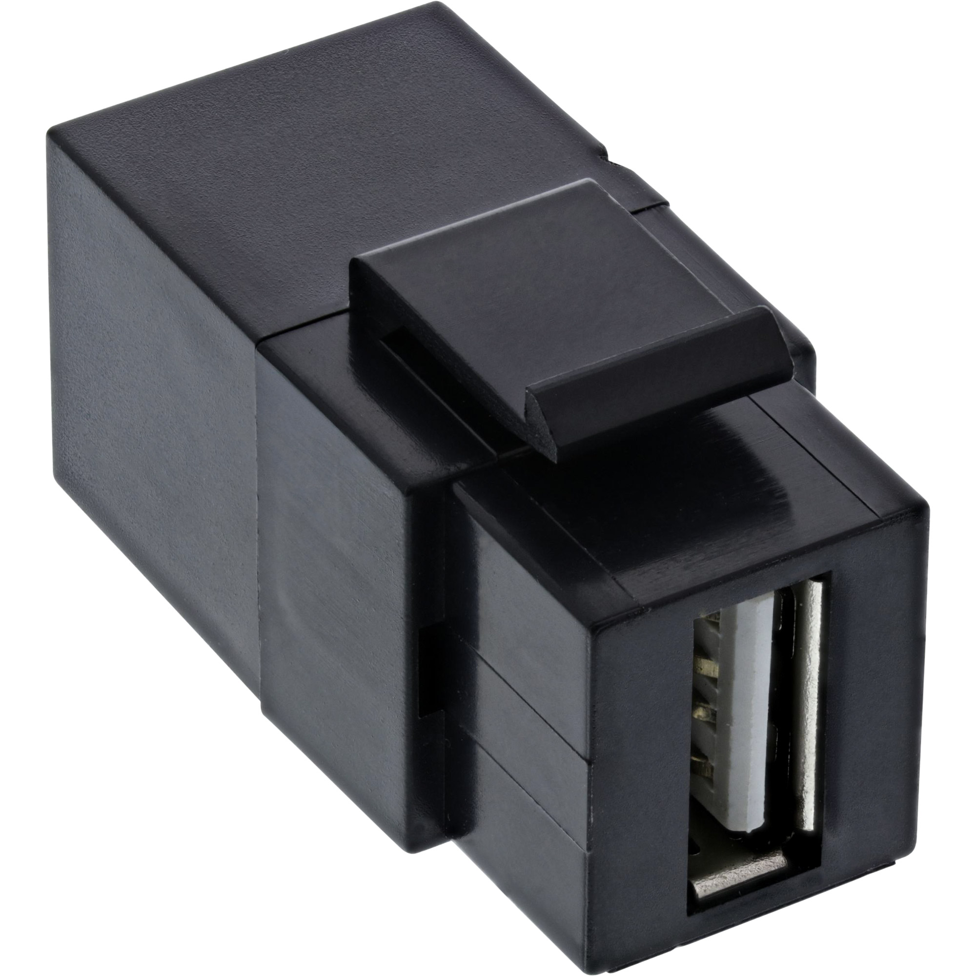 Inline® USB 2.0 Keystone Snap-In Einsatz, USB-A BU/BU, gewinkelt, schwarz Inline® USB 2.0 Keystone Snap-In Einsatz, USB-A BU/BU, gewinkelt, schwarz