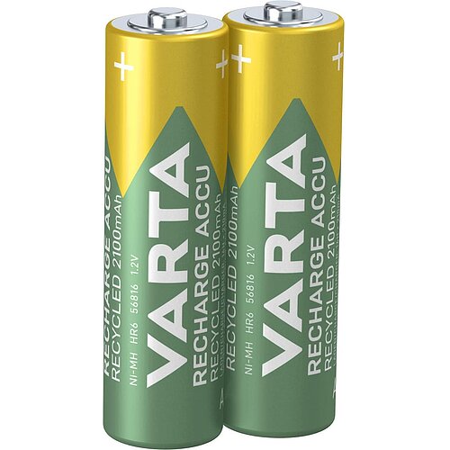 2x Varta NiMH AA Mignon 2100mAh HR6 Recycled Recharge Akku