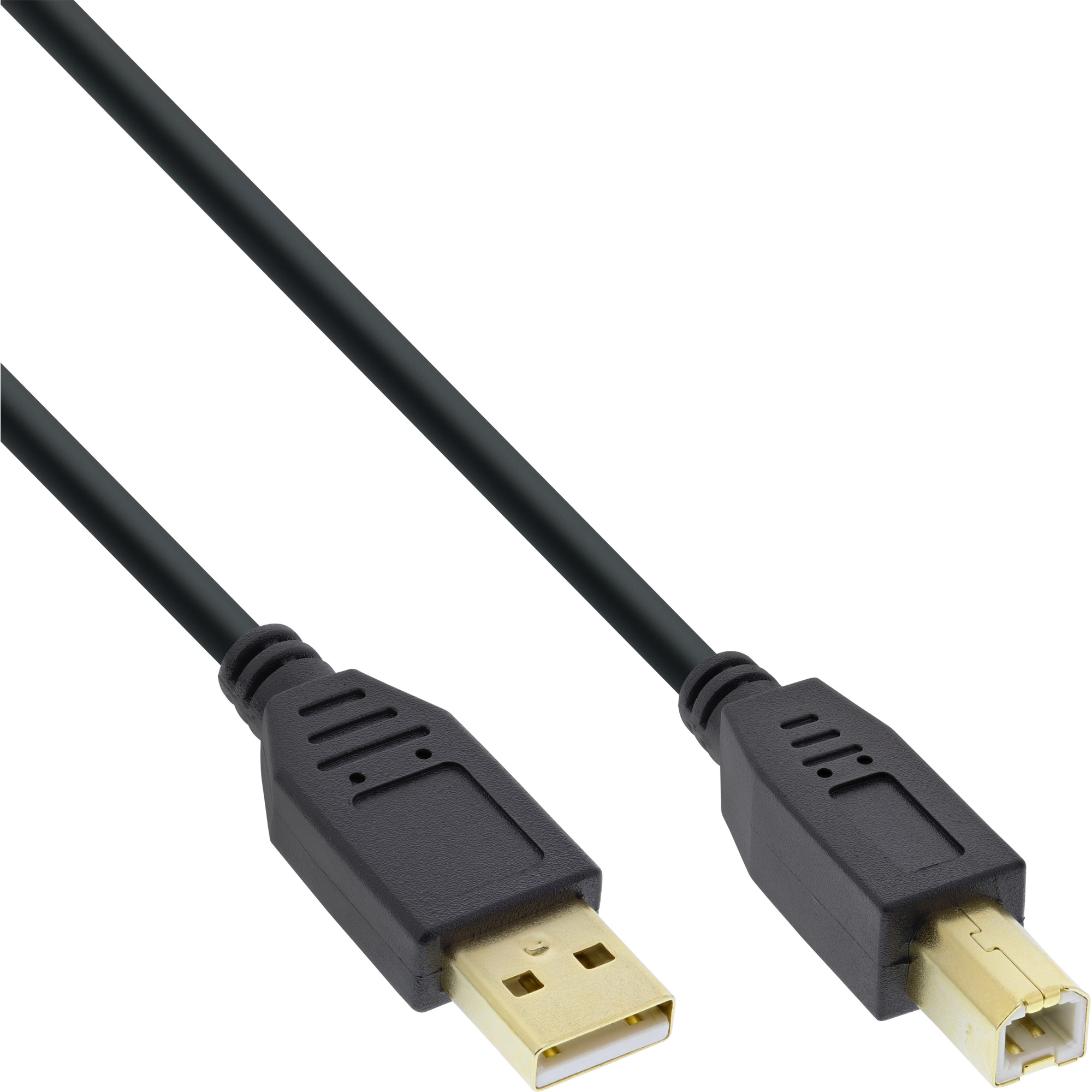 Inline® USB 2.0 Kabel, A an B, schwarz, Kontakte gold, 0,5m