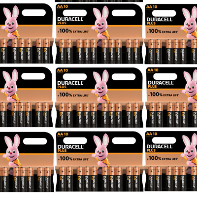 100x Duracell Plus AA Mignon LR6 Alkaline Batterie