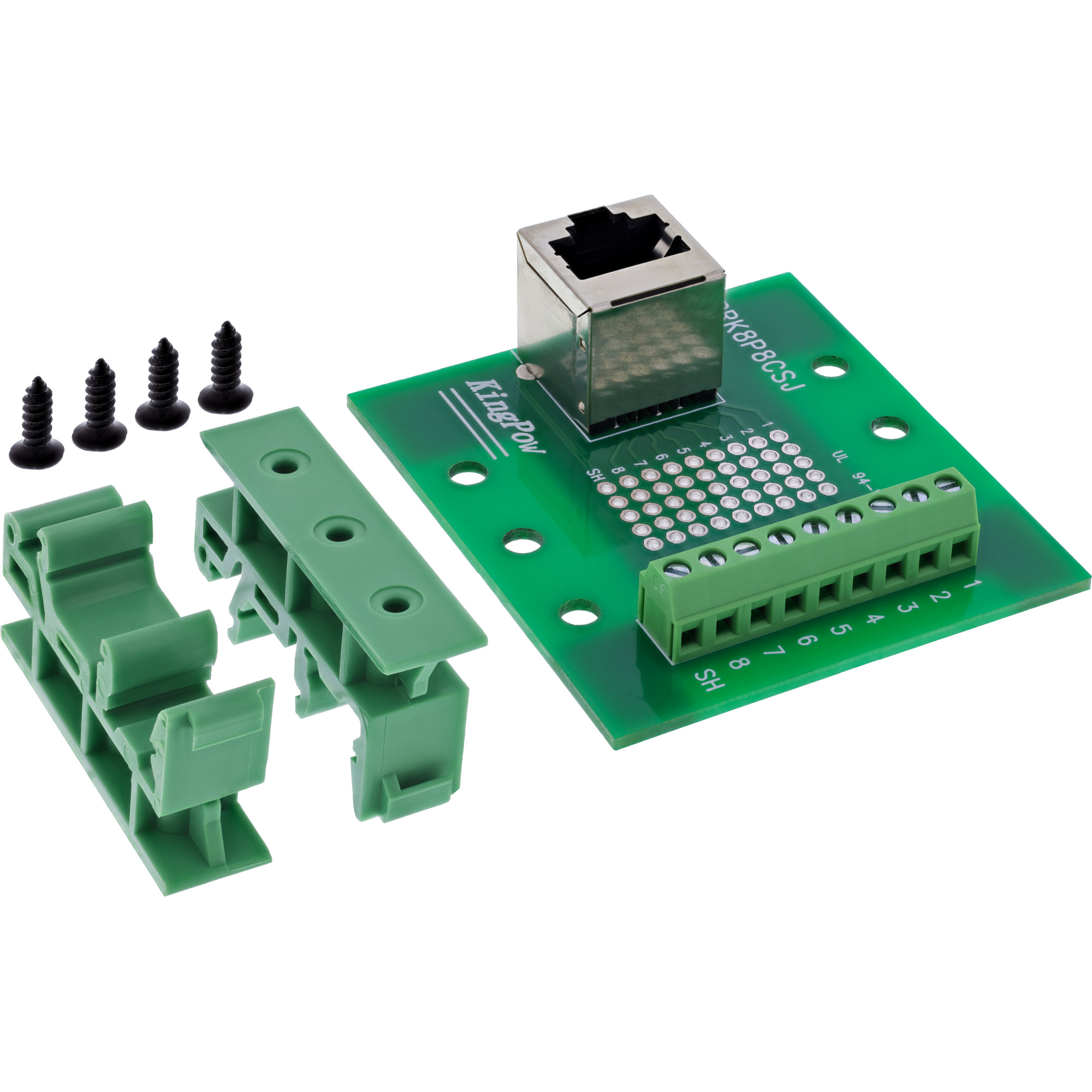 InLine® Terminalblock, RJ45 Buchse, gewinkelt oben, für Hutschiene