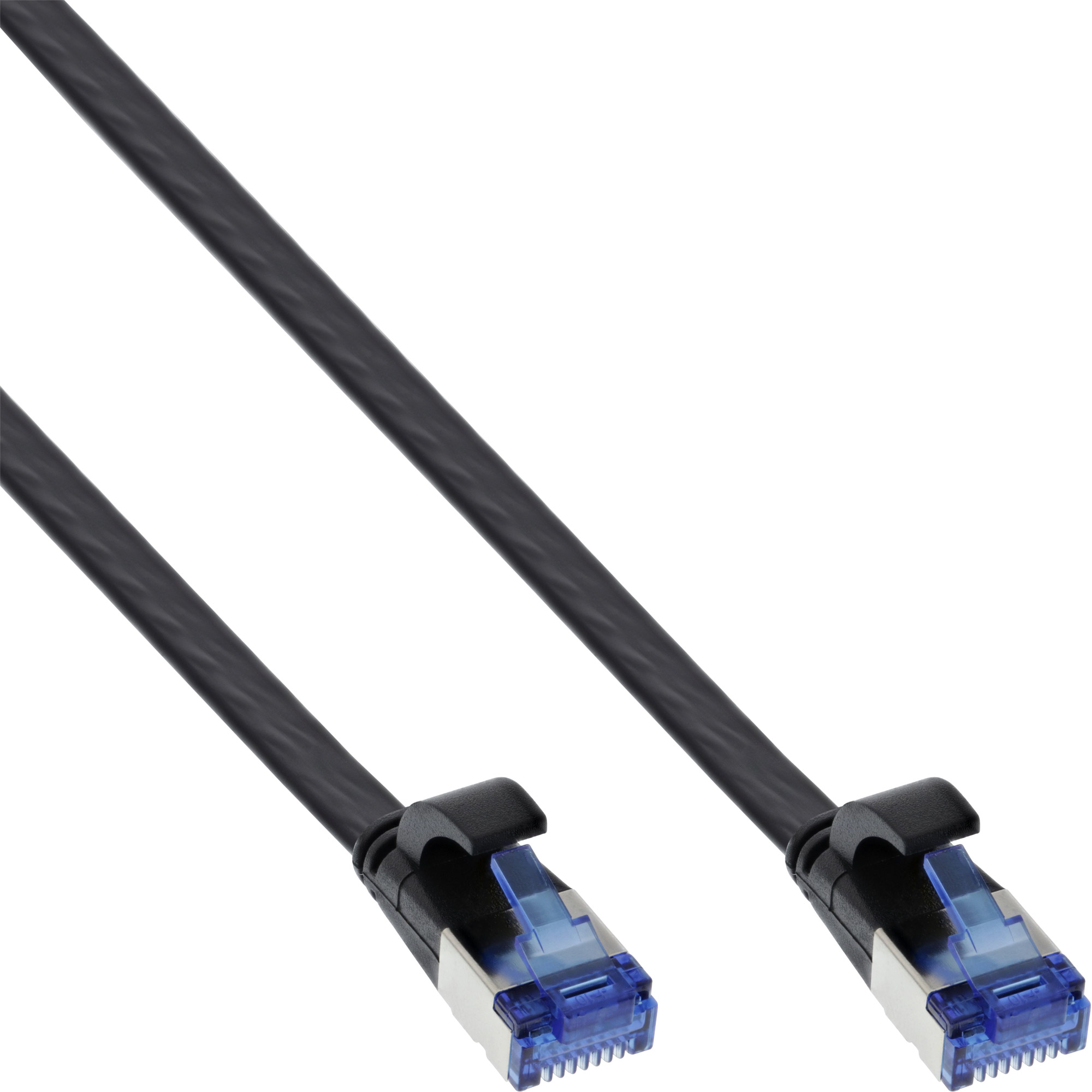 Inline® Patchkabel flach, U/FTP, Cat.6A, TPE halogenfrei, schwarz, 1m