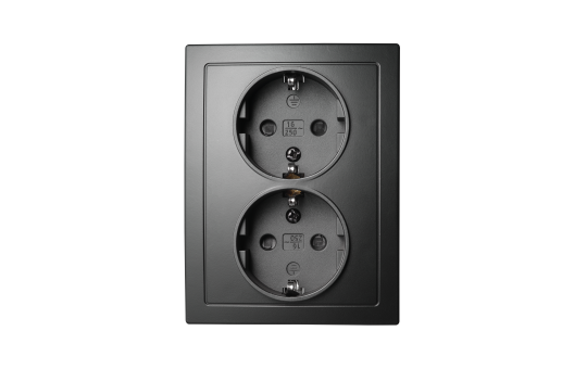 Schutzkontakt-Steckdose McPower ''Flair'' 2-fach, 250V~/16A, matt schwarz