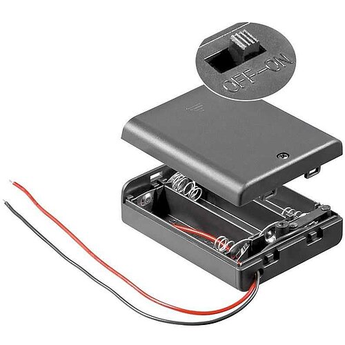 Batteriehalter für 3x Mignon mit Deckel und Schalter wasserabweisend Batteriehalter für 3x Mignon mit Deckel und Schalter wasserabweisend