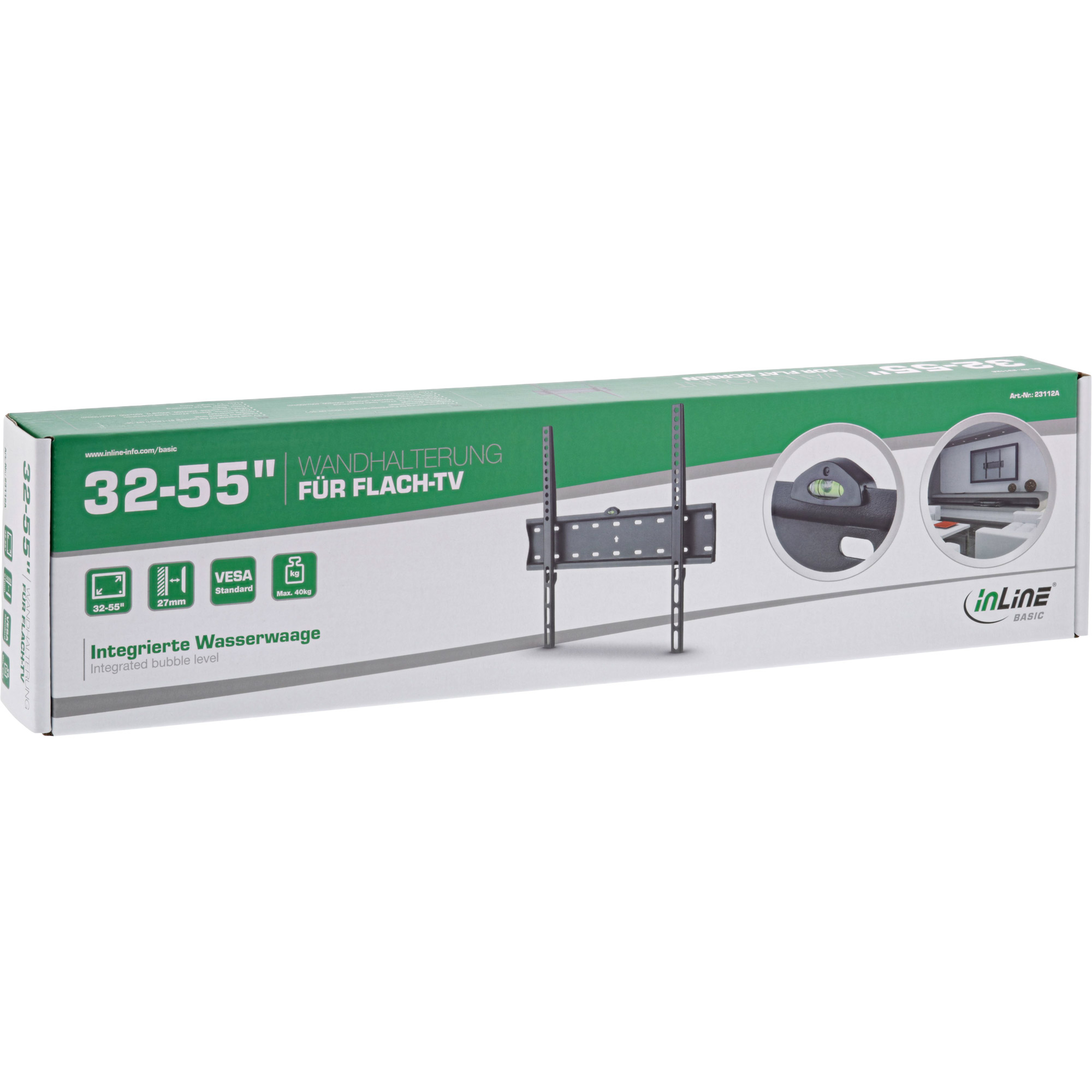 Inline® Basic Wandhalterung, für Flach-TV 81-140cm (32-55"), max. 40kg