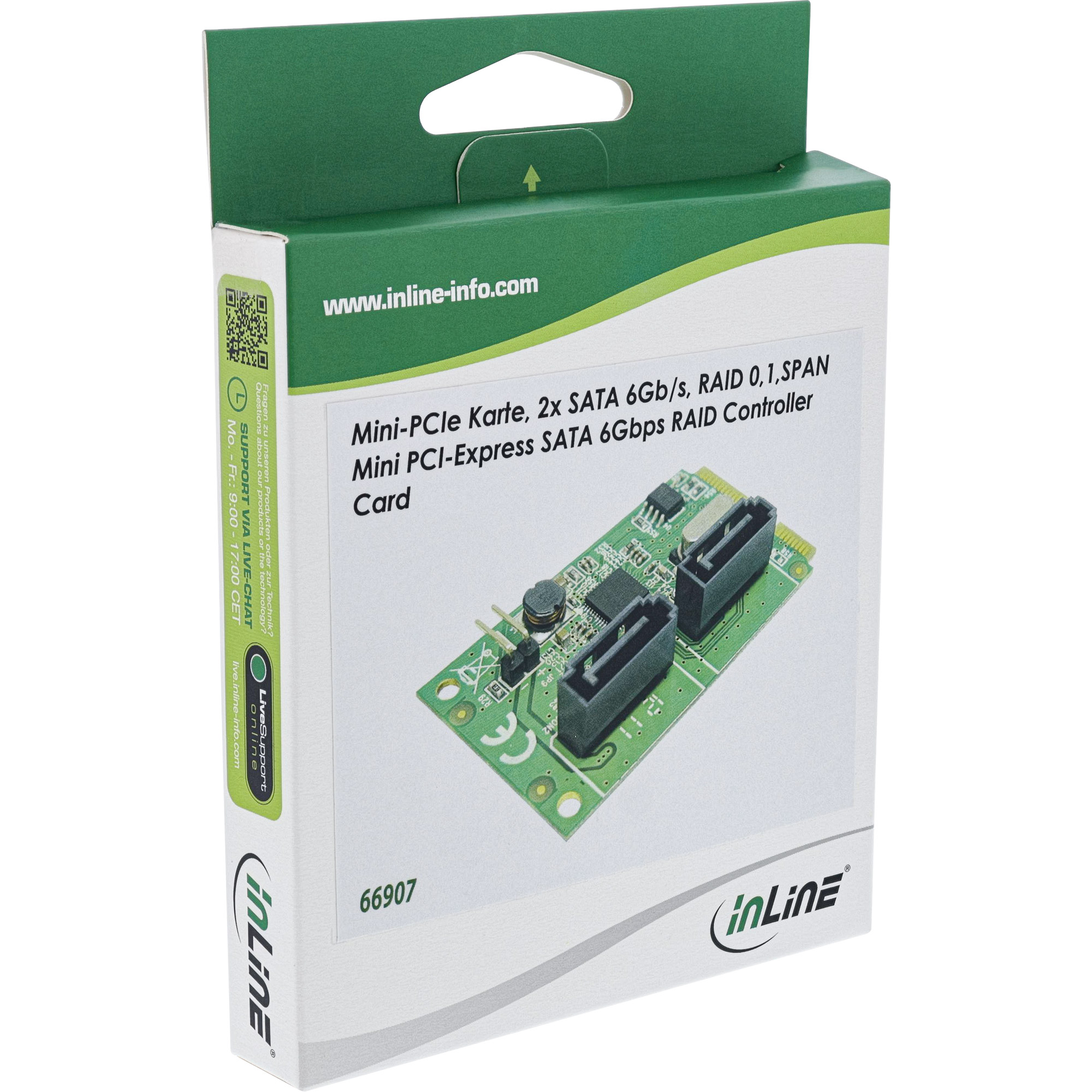 InLine® Mini-PCIe 2.0 Karte, 2x SATA 6Gb/s, RAID 0,1,SPAN InLine® Mini-PCIe 2.0 Karte, 2x SATA 6Gb/s, RAID 0,1,SPAN