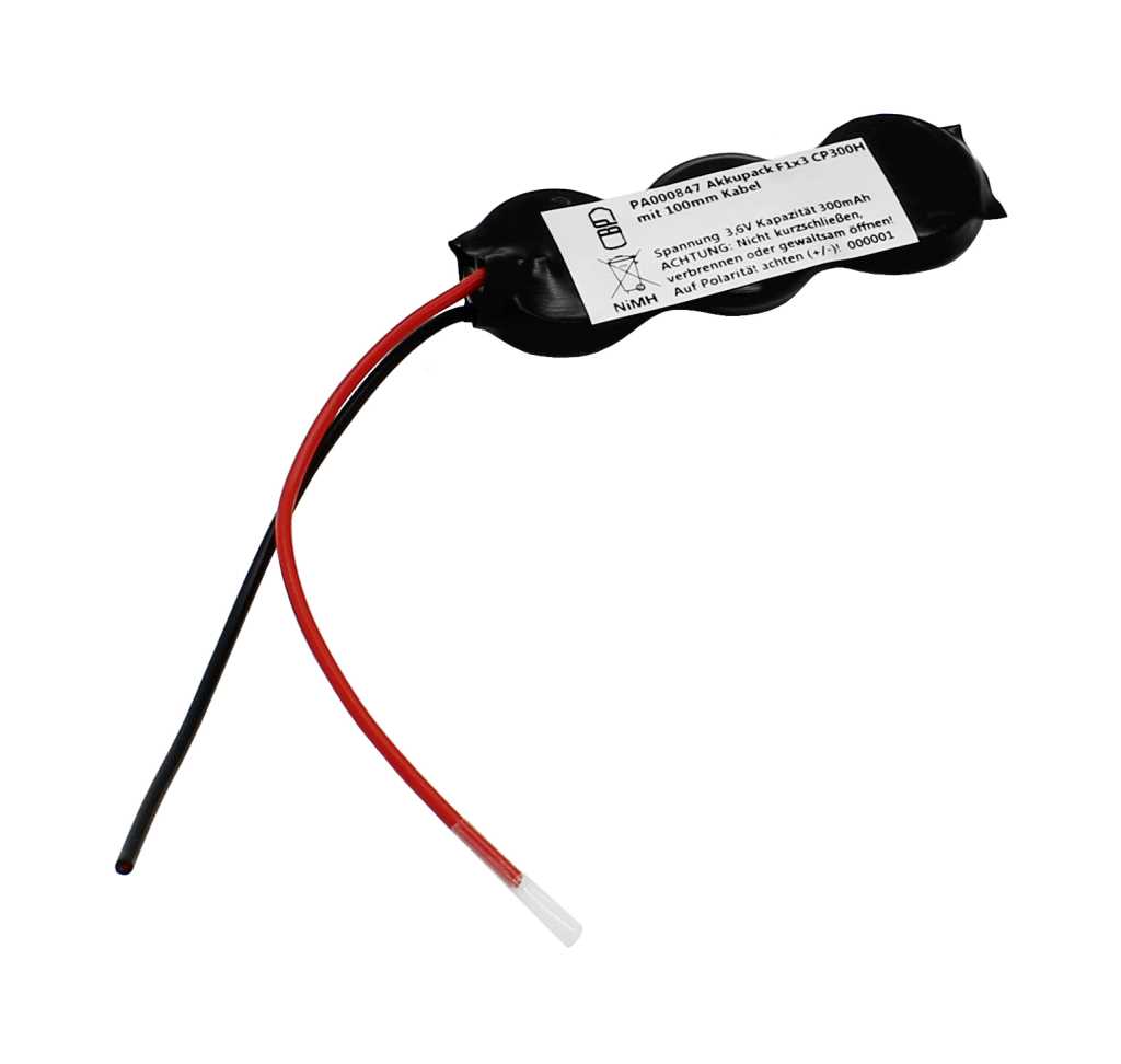Akkupack NiMH 3,6V 300mAh F1x3 CP300H mit 100mm Kabel