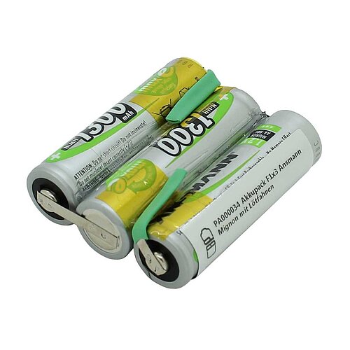 Akkupack NiMH 3,6V 1300mAh F1x3 Ansmann Mignon mit Lötfahnen Akkupack NiMH 3,6V 1300mAh F1x3 Ansmann Mignon mit Lötfahnen