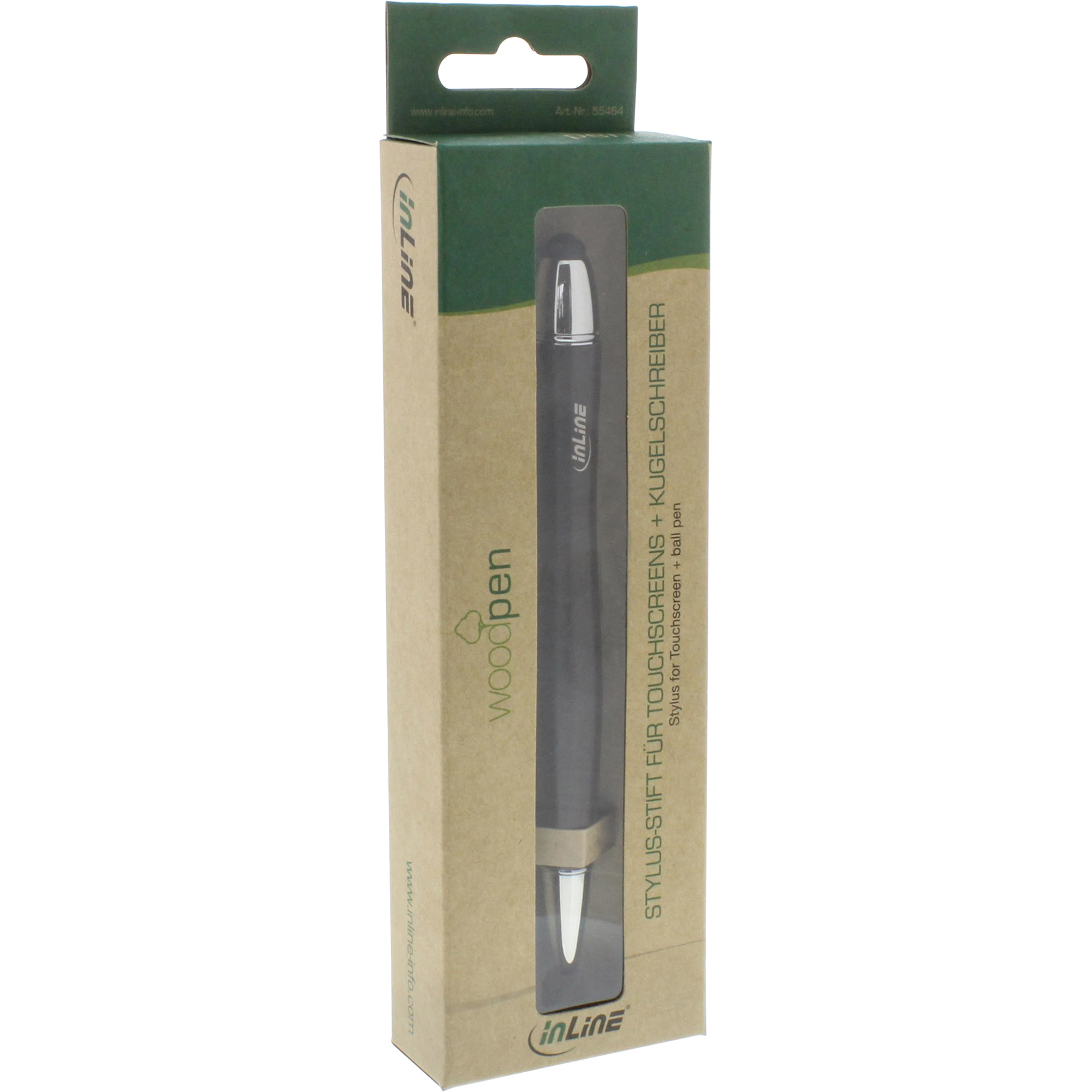 Inline® woodpen, Stylus-Stift für Touchscreens + Kugelschreiber, Walnuss/Metall