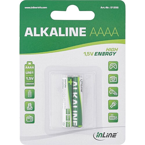 Inline® AAAA Mini LR61 Alkaline Batterie - 2er Verpackung