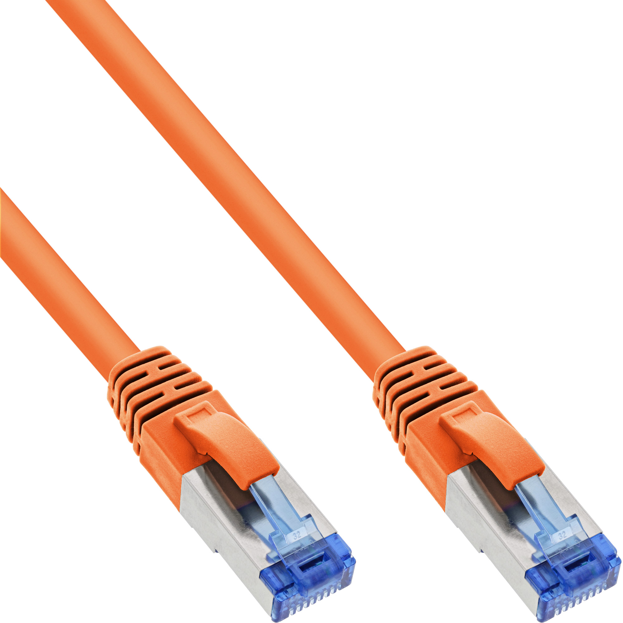 Inline® Patchkabel, S/FTP (PiMf), Cat.6A, halogenfrei, orange, 0,3m