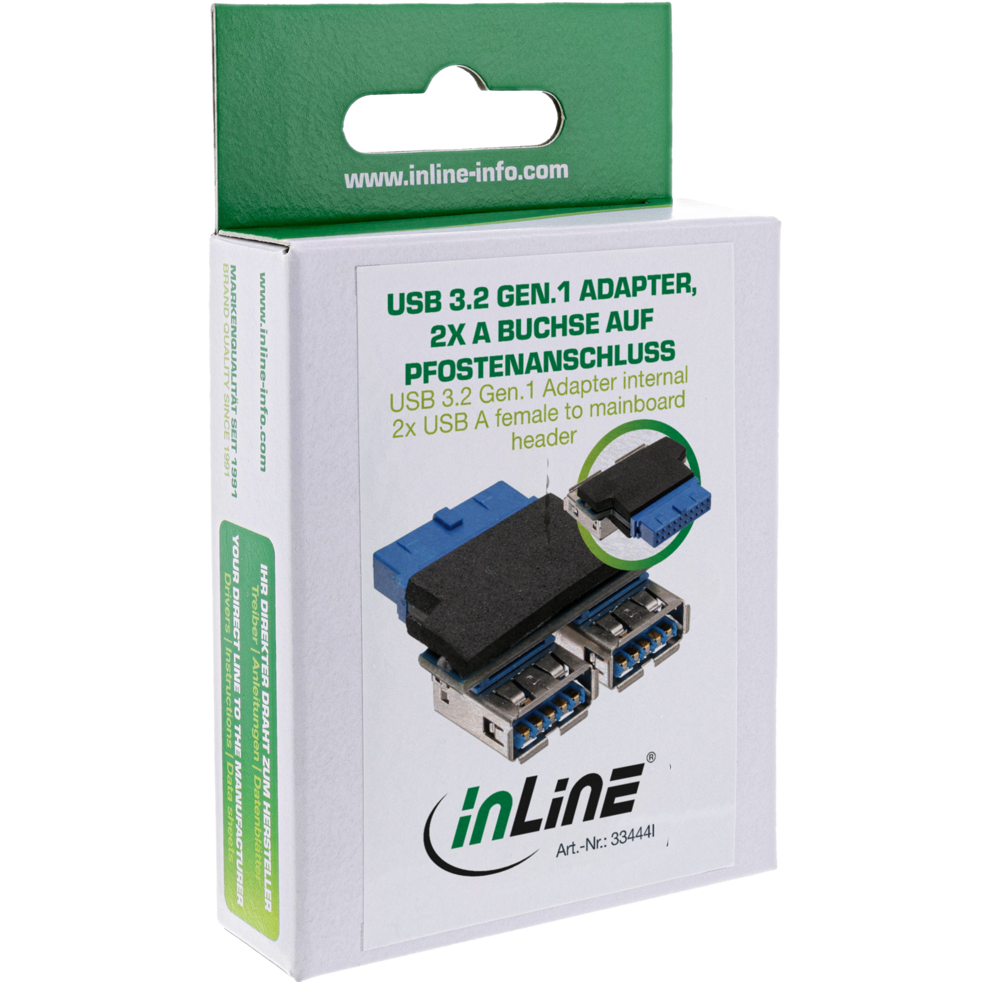 Inline® USB 3.0 Adapter, 2x Buchse A auf Pfostenanschluss Inline® USB 3.0 Adapter, 2x Buchse A auf Pfostenanschluss
