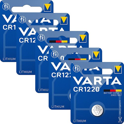 Varta CR1220 Lithium Knopfzelle 3V Batterie - 5er Verpackung