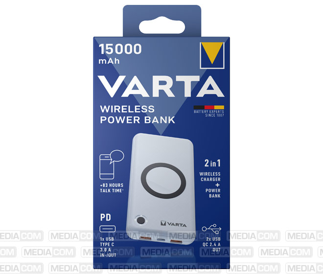Akku Powerbank, 15.000mAh, Wireless, weiss Akku Powerbank, 15.000mAh, Wireless, weiss