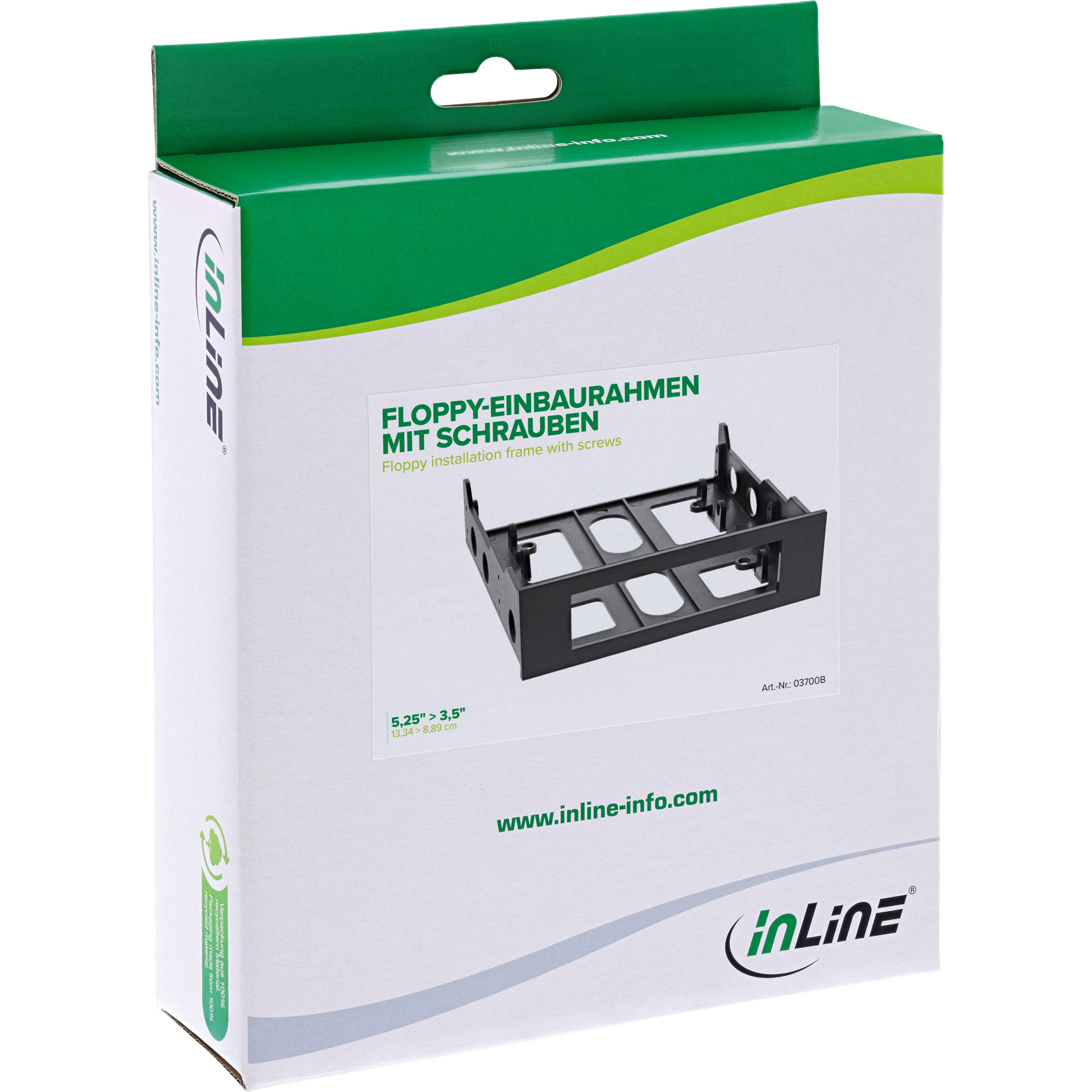 Inline® Floppy-Einbaurahmen mit Schrauben, schwarz