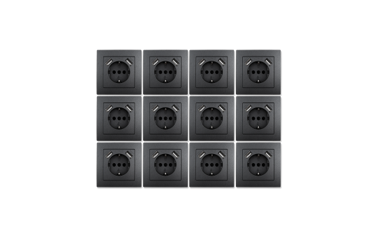 Schutzkontakt-Steckdose mit 2x USB McPower ''Flair'' 250V~/16A, 5V/2,1A, 12er-Pack