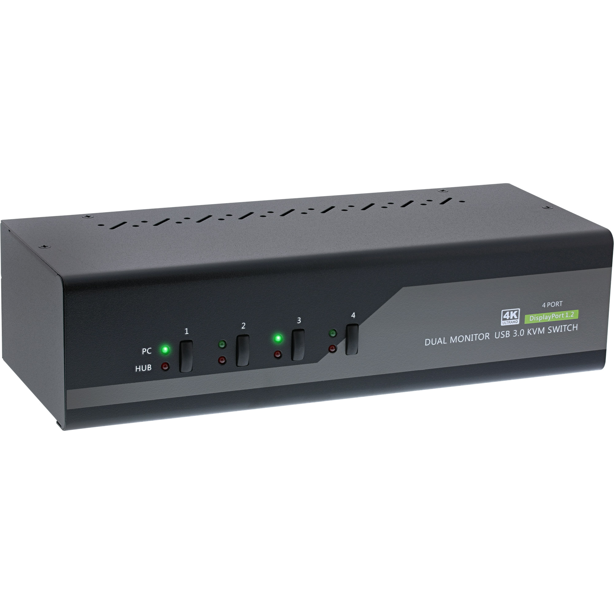 Inline® KVM Desktop Switch, 4-fach, Dual-Monitor DP 1.2, 4K, USB 3.0, Audio