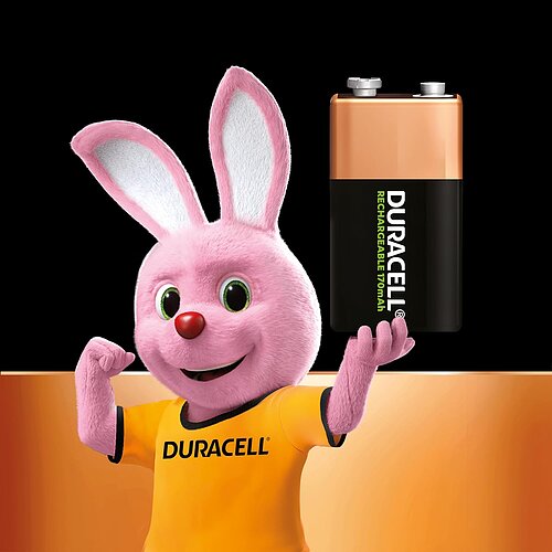 1x Duracell NiMH 9V Block 170mAh HR6F22 Power Recharge Akku