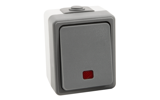 Feuchtraum Orientierungs-Schalter McPower ''Secure'', 250V~/10A, IP44, AP, grau