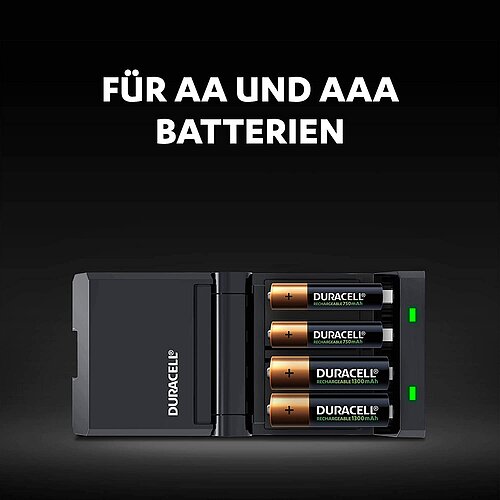 NiMH Akku Ladegerät Duracell CEF 27 für AA Mignon AAA Micro inkl. 2 AA Akkus & 2 AAA Akkus