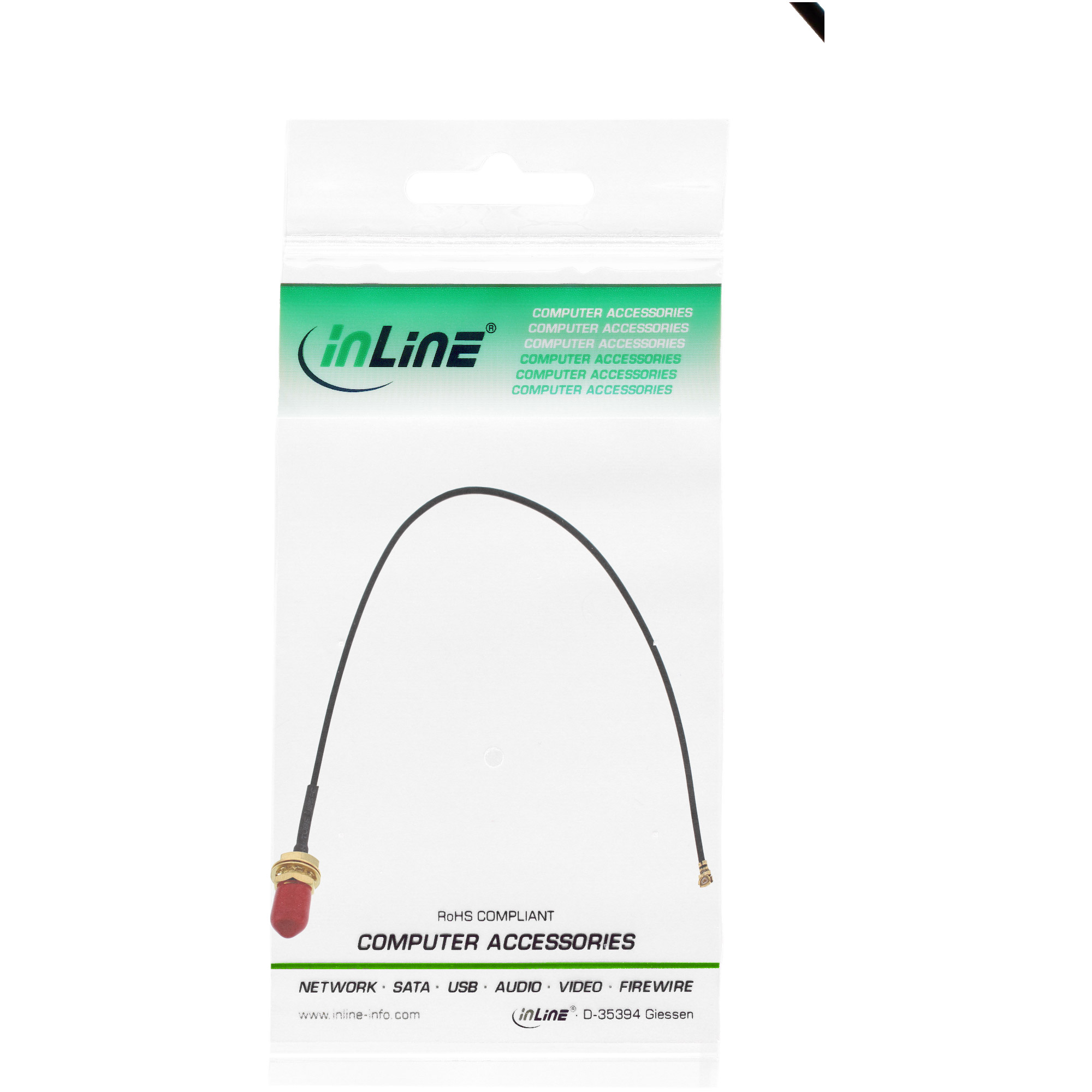 Inline® WLAN Adapterkabel, R-SMA Buchse auf U.FL Stecker, 0,2m, für AVM FritzBox