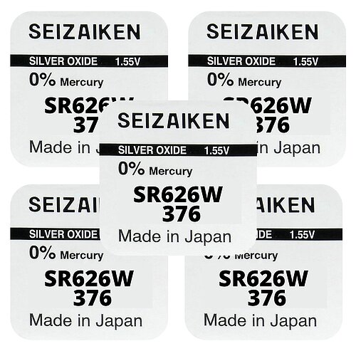 5x SR626W SR66 376 Silberoxid Batterie Seizaiken 1,55 V