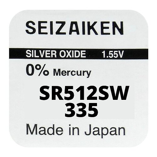 1x SR512SW 335 Silberoxid Batterie Seizaiken 1,55 V