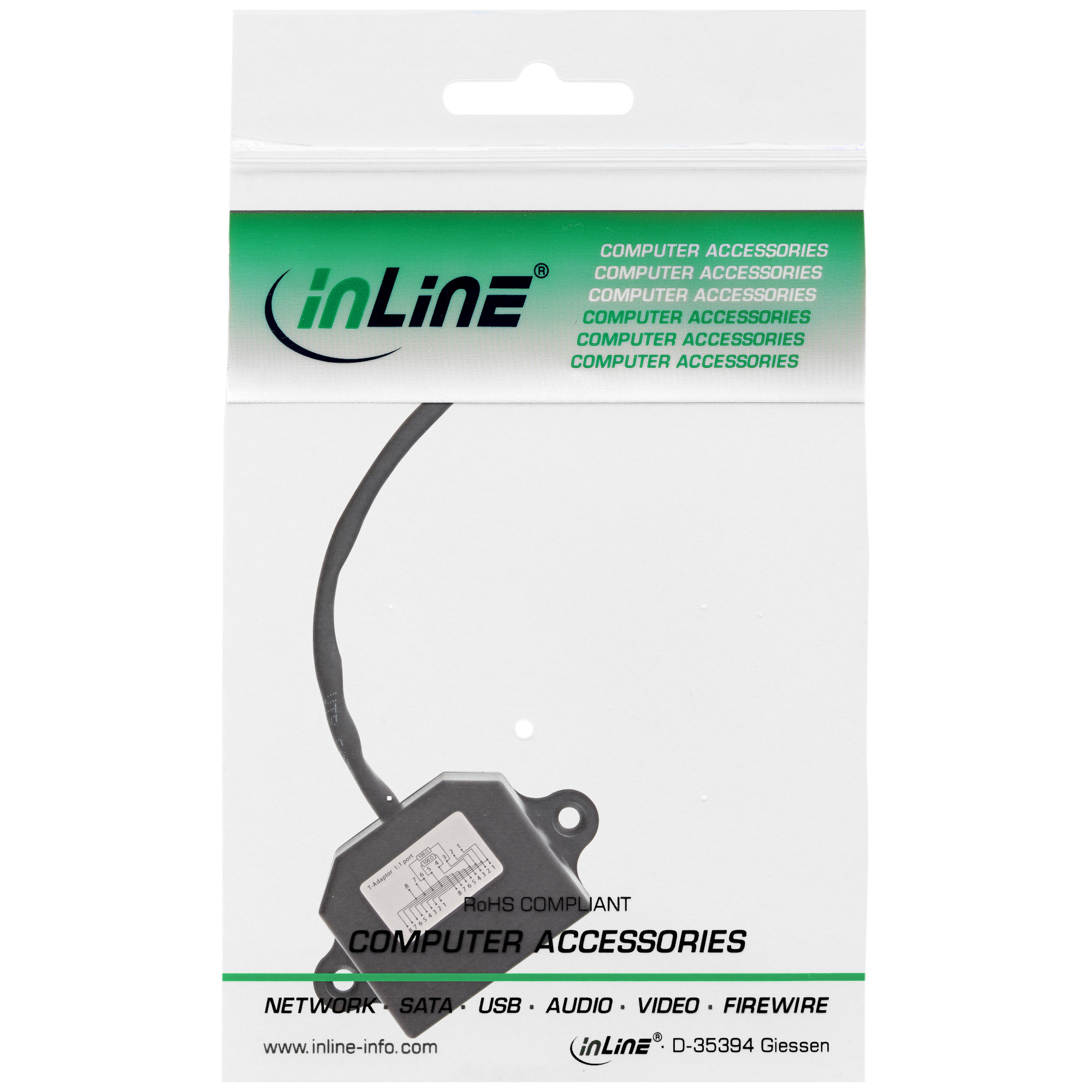 Inline® ISDN Verteiler, 2x RJ45 BU, 15cm Kabel, mit Endwiederständen, montierbar