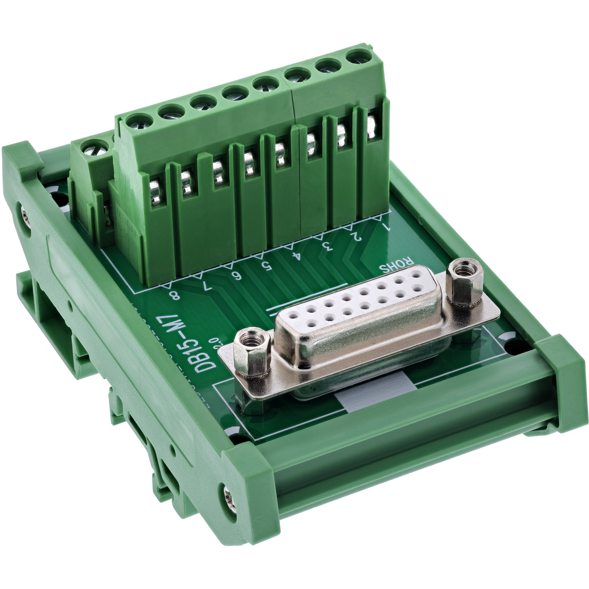 InLine® D-Sub 15 Terminalblock, Buchse, Schraubklemme, für Hutschiene