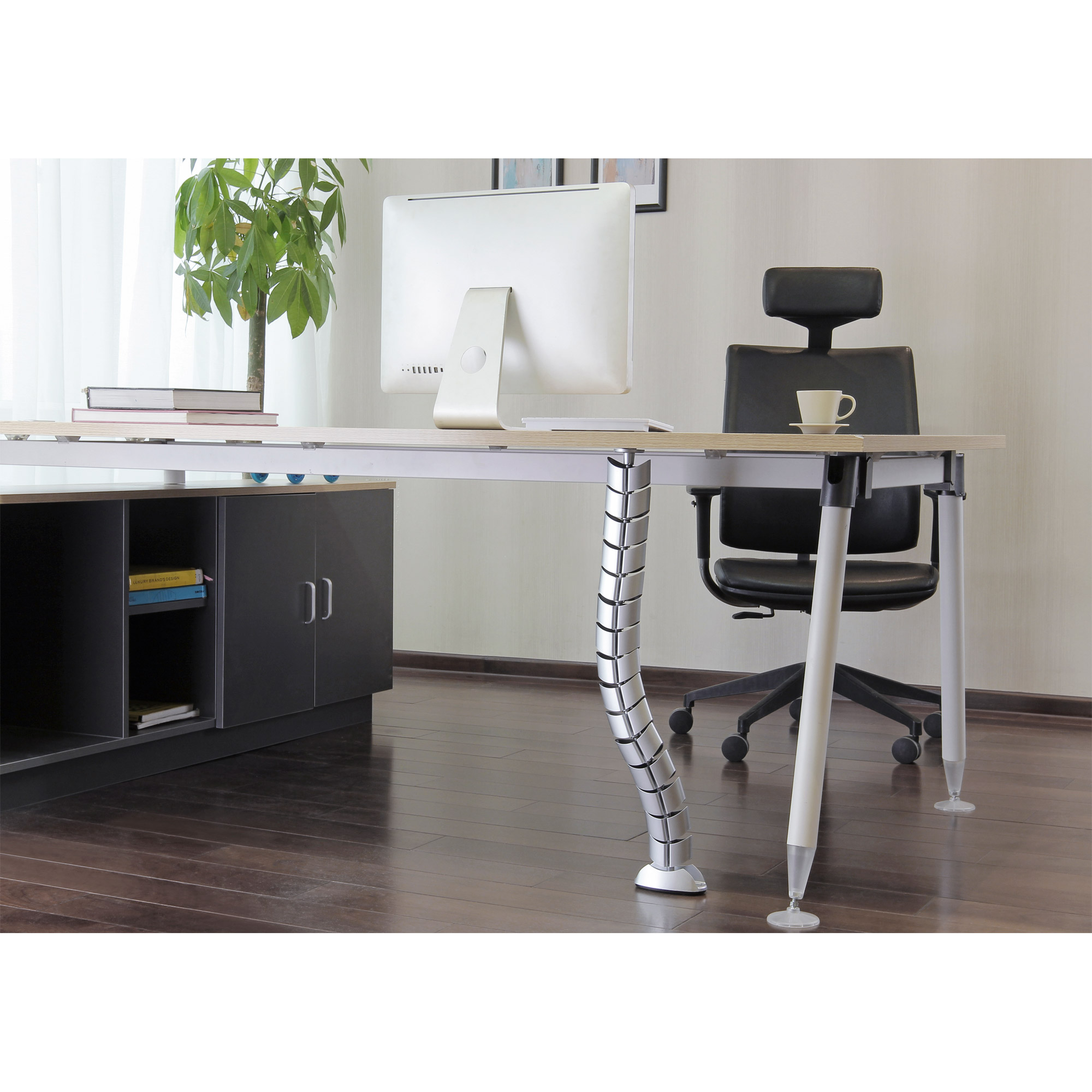 Inline® Kabelkanal flexibel, vertikal für Tische, 2 Kammern, 0,80m, silber