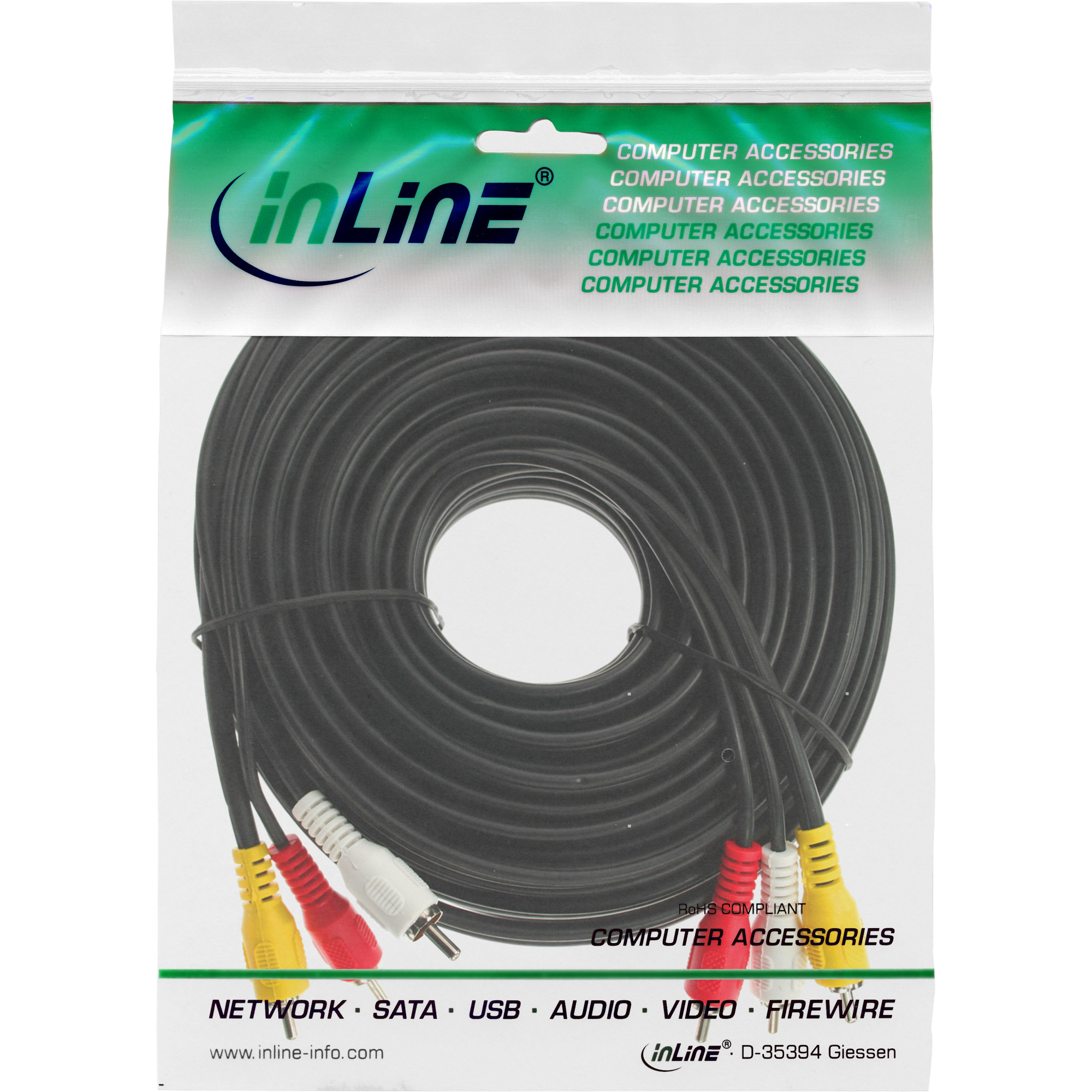2m - Inline® Cinch Kabel, Audio/Video 3x Cinch, Stecker / Stecker 2m - Inline® Cinch Kabel, Audio/Video 3x Cinch, Stecker / Stecker