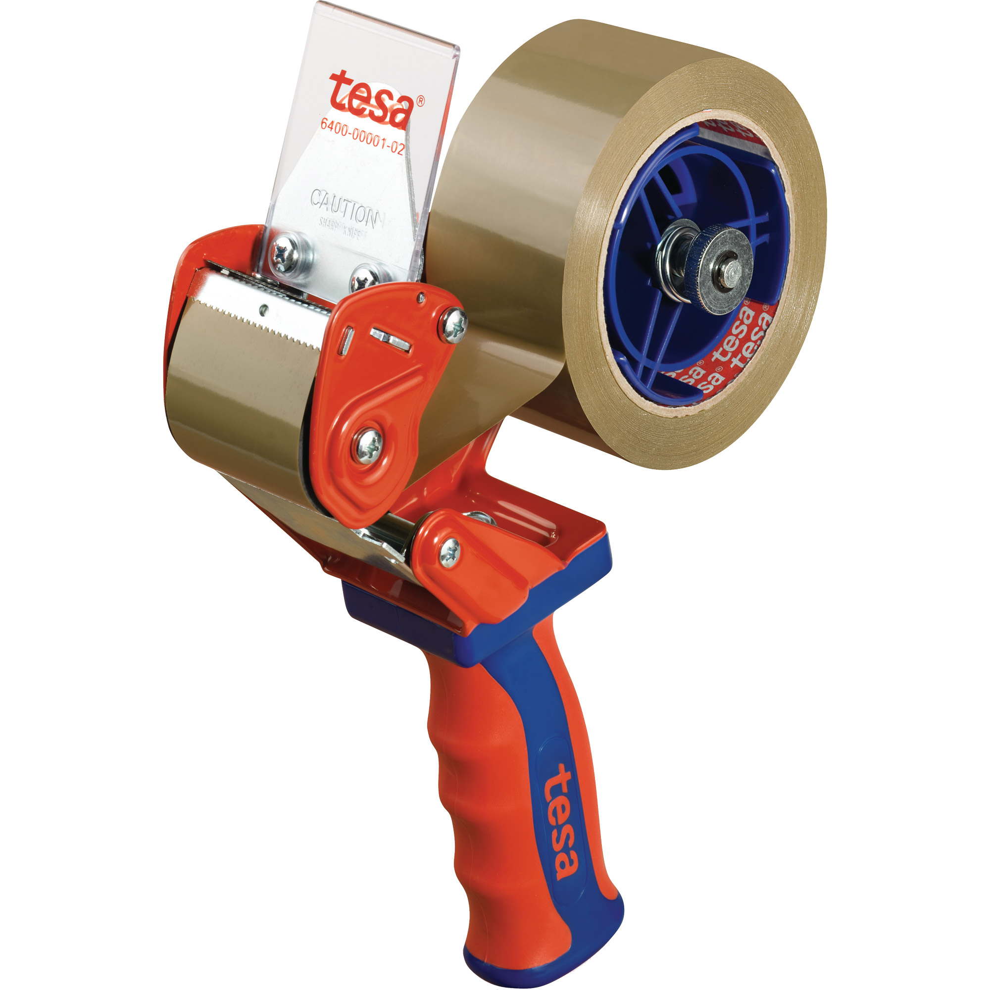 tesa Packbandhandabroller Comfort, bis 66m x 50mm, rot/blau tesa Packbandhandabroller Comfort, bis 66m x 50mm, rot/blau