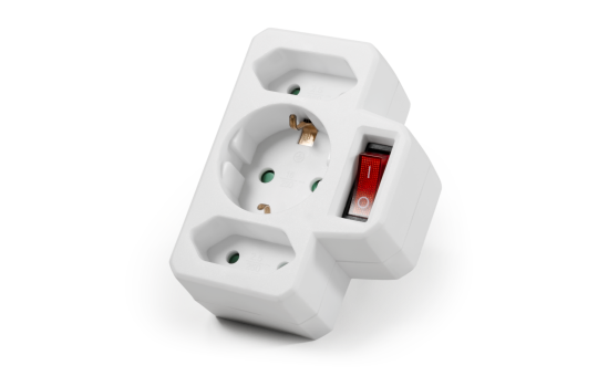 Steckdosenadapter McPower, 1x Schutzkontakt, 2x Euro, mit Schalter