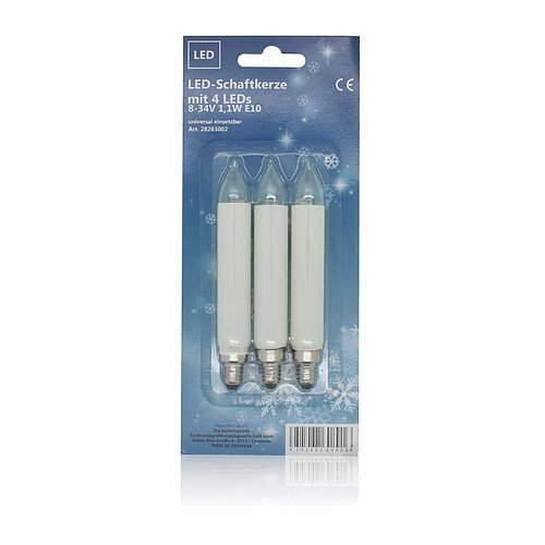 BP LED Schaftkerze mit 4 LEDs 8-34V 1,1W E10 3er-Blister