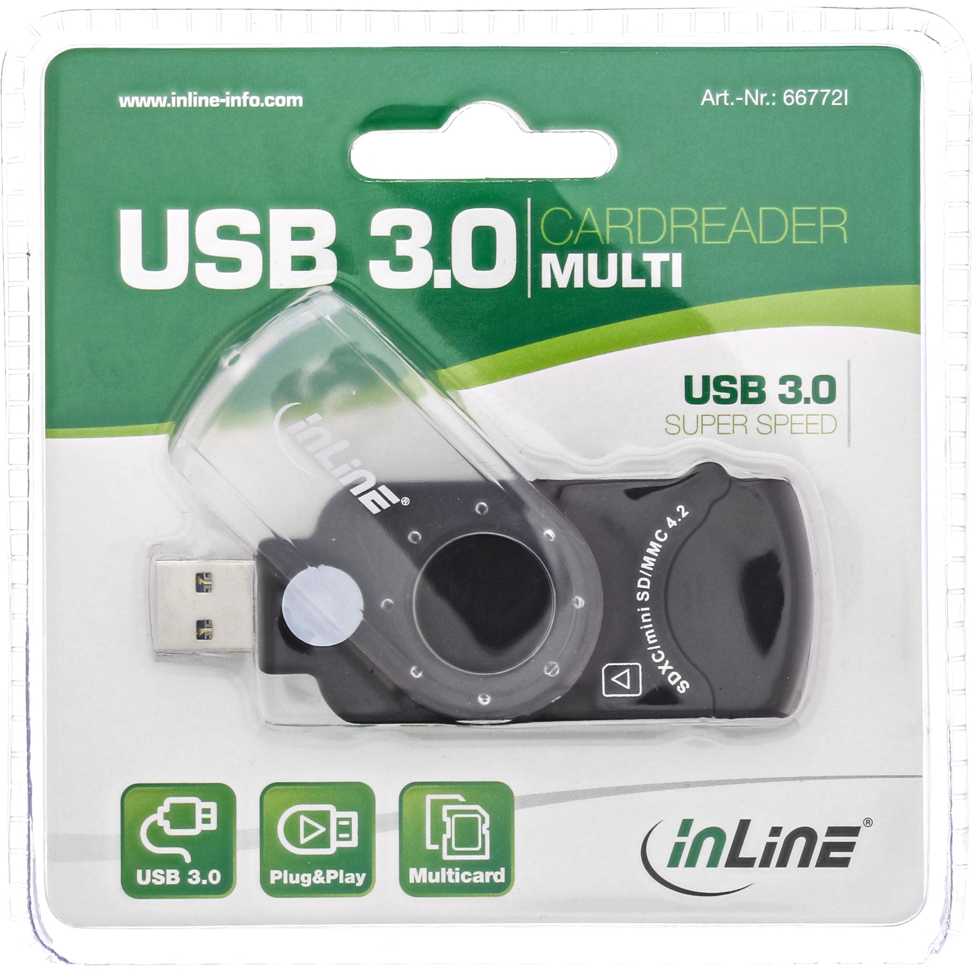 Inline® Mobile Card Reader USB 3.0, für SD/SDHC/SDXC, microSD Inline® Mobile Card Reader USB 3.0, für SD/SDHC/SDXC, microSD