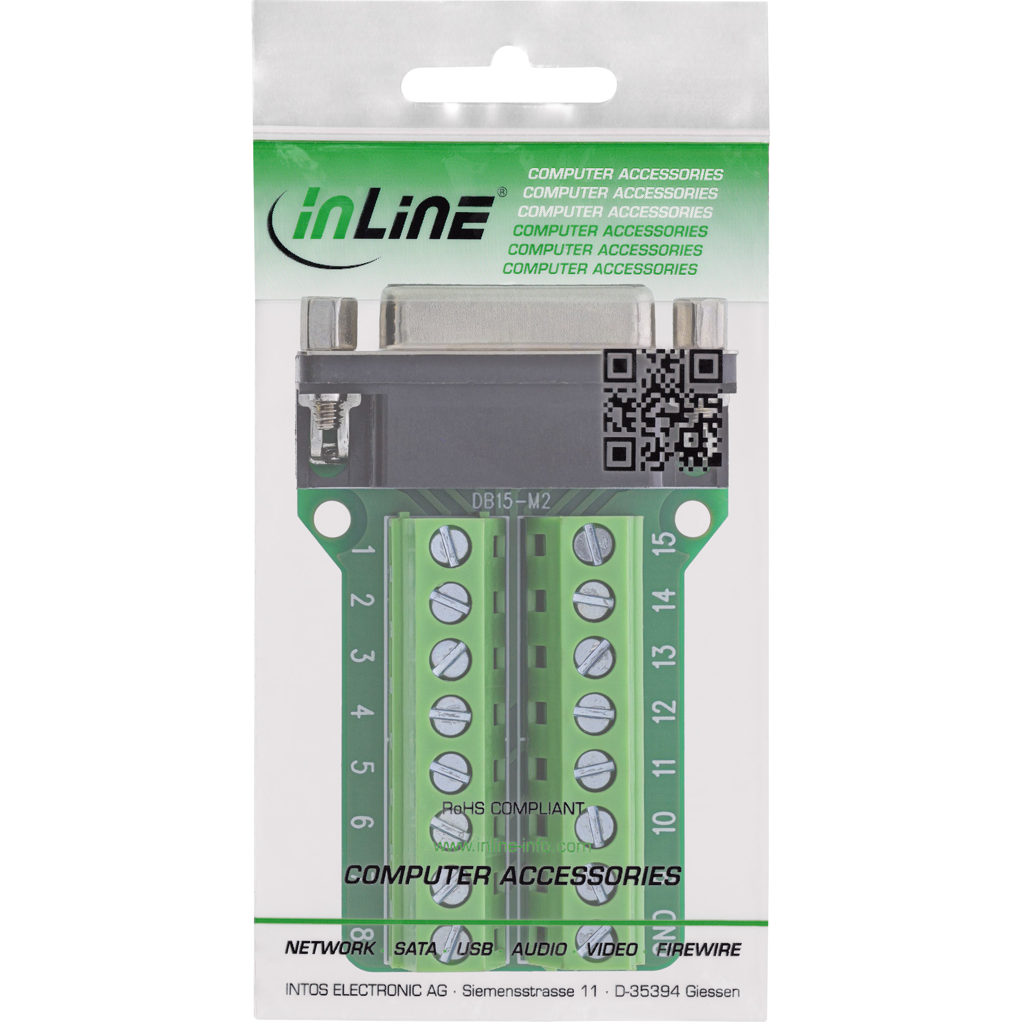 InLine® D-Sub 15 Terminalblock, Buchse, 2-reihig, Schraubklemme InLine® D-Sub 15 Terminalblock, Buchse, 2-reihig, Schraubklemme